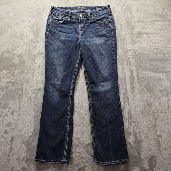 Silver Jeans Womens Size 33x31 Dark Wash Suki High Slim Boot Western Rodeo - Picture 1 of 12